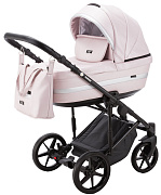 Детская коляска Adamex Rimini Deluxe 3 в 1 RI245 розов.кожа+серебр.отделка