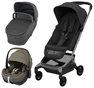 Детская коляска Maxi-Cosi Fame Cabin 3 в 1 с автокреслом Pebble 360 Pro Twillic Truffle Onyx Black/черный