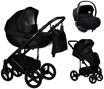 Детская коляска Indigo Tour Eco 3 в 1 с автокреслом Avionaut Cosmo Te06 черная кожа