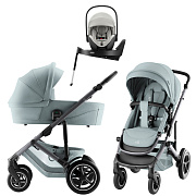 Коляска 3 в 1 Britax Roemer Smile 5Z Style и автокресло Baby-Safe PRO LUX Linen Grey + Vario Base 5Z Harbor Blue