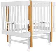 Детская кроватка Pituso Mirelle продольный маятник, съемная стенка Белый-Бук