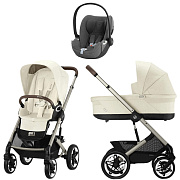 Коляска Cybex Talos S Lux TPE complete Cloud T Mirage Grey Plus 3 в 1 Seashell Beige с дождевиками