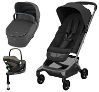 Детская коляска Maxi-Cosi Fame Cabin 4 в 1 с автокреслом Pebble 360 Pro Twillic Truffle и базой Onyx Black/черный