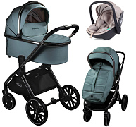 Детская коляска AmaroBaby Motus Premium Ecco 3 в 1 с автокреслом Rant Miro Beige лагуна