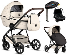 Детская коляска Tutis Viva 6 Plus Leather 4 в 1 с автокреслом Elo Lux EduSky Black и базой 1612086 Vanilla