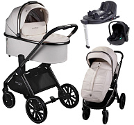 Детская коляска AmaroBaby Motus Premium Ecco 4 в 1 с автокреслом Rant Miro Black и базой молочный