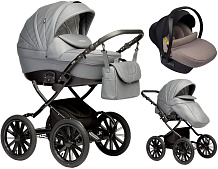 Детская коляска Indigo Special Plus 3 в 1 с автокреслом Avionaut Cosmo Beige Is09 т.серая кожа