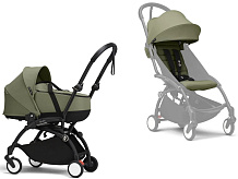 Коляска Stokke YOYO3 Newborn Shell рама чёрная Black 2 в 1 Olive