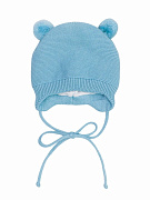 Шапочка вязаная AmaroBaby Pure Love Pompony с подкладом голубой 38