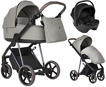 Детская коляска Roan Sol Luxury 2.0 3 в 1 с автокреслом Pituso Baesa Pro Black SLSS/10 Silk Soft/Nickel/руч.Cappuccino/к.Capp(2 места)