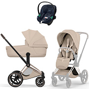 Коляска Cybex Priam V Rosegold Style Aton S2 Ocean Blue 3 в 1 Cozy Beige