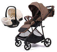 Прогулочная коляска Peppy Amici с автокреслом Verona Beige Mocca рама Mocca