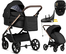 Детская коляска Tutis Leo 3 Plus 4 в 1 с автокреслом Beno Black и базой 1582201 Black