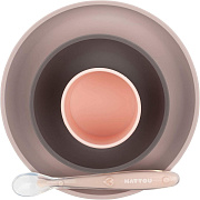 Набор посуды Nattou: 2 тарелки, чашка, ложка pink/eggplant 877763