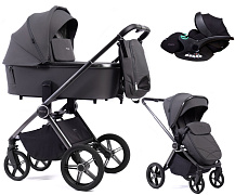 Детская коляска Peppy Monaco 3 в 1 с автокреслом Verona Black Antrazit (графитовый), рама серая