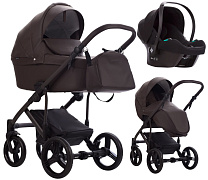 Детская коляска Bebetto Magnum Light Pro 3 в 1 с автокреслом Avionaut Cosmo 09 коричневая кожа, коричневая рама