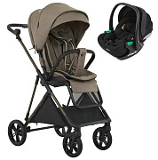 Детская прогулочная коляска Pituso Carbon RX c автокреслом Baesa Black Tuareg Beige/рама carbon gold