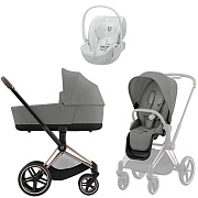 Коляска Cybex Priam IV Rosegold complete Cloud T Urban Mobility White 3 в 1 Mirage Grey
