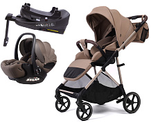 Прогулочная коляска Peppy Amici с автокреслом Verona Brown и базой Latte рама Beige