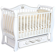 Детская кроватка Oliver Daniella Elegance с универсальным маятником и ящиком Белый