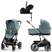 Коляска Cybex Talos S Lux TPE Cloud G3 Magic Black Base G3 4 в 1 Stormy Blue с дождевиками