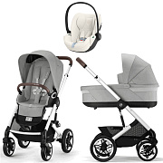 Коляска Cybex Talos S Lux SLV complete Cloud T Off White Plus 3 в 1 Stone Grey с дождевиками