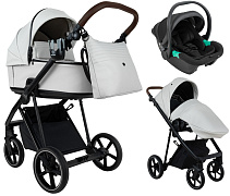 Детская коляска Roan Sol Vintage Leather 2.0 3 в 1 с автокреслом Pituso Santiso Pro Black SL/12/L Island Stone /Black/ руч.Коричневый
