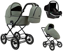 Детская коляска Roan Bass Next Classic d12 2.0 3 в 1 с автокреслом Tutis Elo Black BNC/82/2 Sage Green/Black/руч.Black