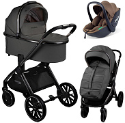 Детская коляска AmaroBaby Motus Premium Ecco 3 в 1 с автокреслом Rant Miro Moca серый