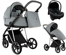 Детская коляска Roan Sol Vintage Luxury 2.0 3 в 1 с автокреслом Tutis Elo Lux EduSky Black VIN 01/BT Blue Tea/Blue Tea/руч.Grey/к.Grey