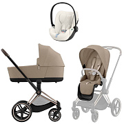 Коляска Cybex Priam IV Rosegold complete Cloud T Off White Plus 3 в 1 Cozy Beige