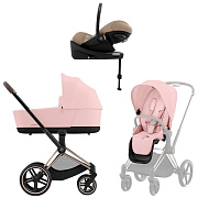 Коляска Cybex Priam IV Rosegold complete Cloud G Almond Beige Plus Base G 3 в 1 Peach Pink