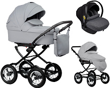 Детская коляска Indigo Barbara Eco Classic 3 в 1 с автокреслом Avionaut Cosmo Grey Be04 св.серая кожа