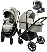Детская коляска AmaroBaby Motus V2 4 в 1 с автокреслом Rant Miro Olive и базой белый