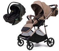 Прогулочная коляска Peppy Amici с автокреслом Jet Black Latte рама Beige