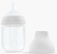 Бутылочка силиконовая Happy Baby с крышкой и соской 125 мл 10030 light gray new