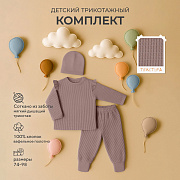 Комплект Rant Waffy для девочки лонгслив,штанишки,шапочка 2-92 Brown 74