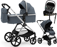 Коляска Agex Life 4 в 1 хромированная рама с автокреслом i-Safe Black и базой ALG590 Chrome Grey (Серый)