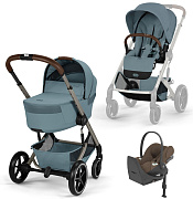 Коляска Cybex Balios S Lux Fold Cot TPE Cloud T Coconut Brown Plus Base T 4 в 1 Stormy Blue с дождевиками