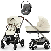 Коляска Cybex Balios S Lux TPE complete Cloud G Lava Grey 3 в 1 Seashell Beige с дождевиками