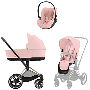 Коляска 3 в 1 Cybex Priam IV Rosegold complete и автокресло Cloud T i-Size Peach Pink Plus Peach Pink