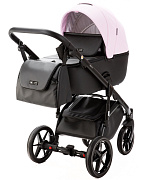 Детская коляска Adamex Nola Deluxe 2 в 1 N-SD101 (РОЗОВ.ЗЕФИР КОЖА + ЧЕРН. КОЖА)