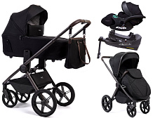 Детская коляска Peppy Monaco Thermo 4 в 1 с автокреслом Verona Black и базой Black (черный), рама серо-коричневая