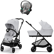Коляска Cybex Melio Carbon Aton S2 i-Size Lava Grey 3 в 1 Fog Grey с дождевиком