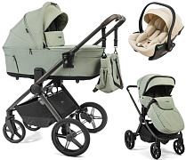 Детская коляска Peppy Soho 3 в 1 с автокреслом Jet Beige Oregano (орегано), рама серо-бежевый