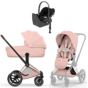 Коляска Cybex Priam V Rosegold Style Cloud T Sepia Black Plus Base T 4 в 1 Peach Pink