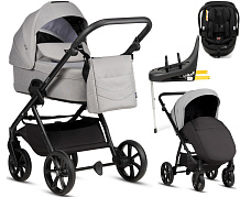 Детская коляска Tutis Leo 3 Plus 4 в 1 с автокреслом Beno Black и базой 1582068 Warm Grey