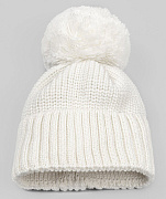 Шапочка вязаная с помпоном AmaroBaby Pure Love Muffin демисезонная молочный 40