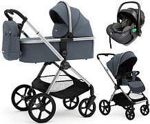 Коляска Agex Life 3 в 1 хромированная рама с автокреслом i-Safe S Black ALG590 Chrome Grey (Серый)