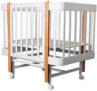Детская кроватка Indigo Tiny продольный маятник белый-натуральный